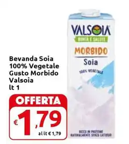 Carrefour Bevanda Soia 100% Vegetale Gusto Morbido Valsoia lt 1 offerta