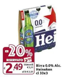 Carrefour Birra 0.0% Alc. Heineken cl 33x3 offerta