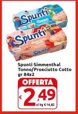 Carrefour Spunti Simmenthal Tonno/Prosciutto Cotto gr 84x2 offerta