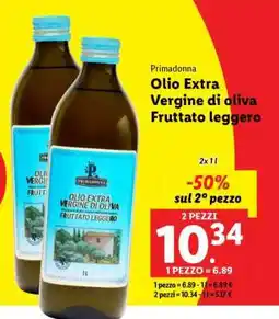 Lidl Primadonna Olio Extra Vergine di oliva Fruttato leggero offerta
