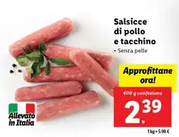 Lidl Salsicce di pollo e tacchino offerta