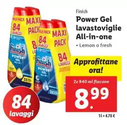 Lidl Finish Power Gel lavastoviglie All-in-one offerta
