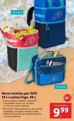 Lidl Borsa termica per SUP, 14 L o zaino frigo, 20 L offerta