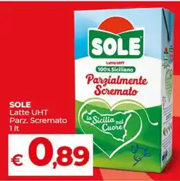 Coop SOLE Latte UHT Parz. Scremato offerta