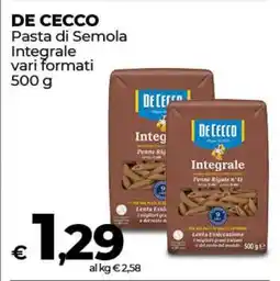 Coop DE CECCO Pasta di Semola Integrale offerta