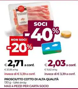 Coop Prosciutto Cotto di Alta Qualità offerta