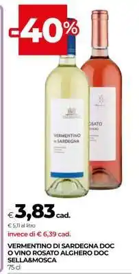 Coop VERMENTINO DI SARDEGNA DOC O VINO ROSATO ALGHERO DOC SELLA&MOSCA offerta