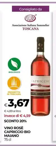 Coop VINO ROSÈ CAPRICCIO BIO MAIANO offerta