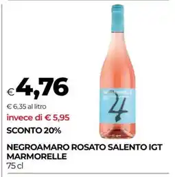 Coop NEGROAMARO ROSATO SALENTO IGT MARMORELLE offerta