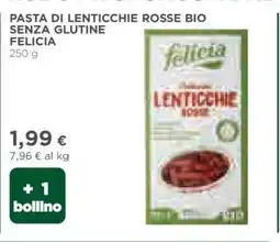 Coop PASTA DI LENTICCHIE ROSSE BIO SENZA GLUTINE FELICIA offerta