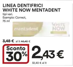 Coop LINEA DENTIFRICI WHITE NOW MENTADENT offerta
