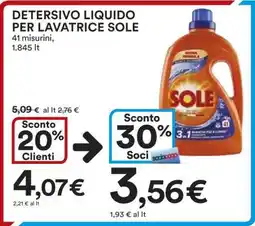Coop Detersivo Liquido per Lavatrice Sole offerta