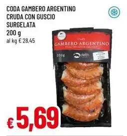 Famila CODA GAMBERO ARGENTINO CRUDA CON GUSCIO SURGELATA offerta