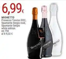 Doro Supermercati Mionetto prosecco treviso doc, spumante sergio rosé, spumante sergio offerta