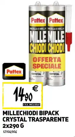 Tecnomat Pattex millechiodi bipack crystal trasparente offerta