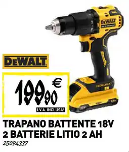 Tecnomat DEWALT Trapano battente 18V 2 batterie litio 2 AH offerta