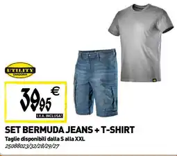 Tecnomat Utility diadora set bermuda jeans + T-shirt offerta