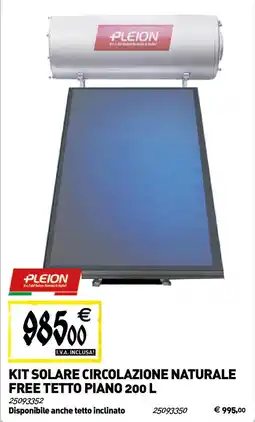 Tecnomat Pleion kit solare circolazione naturale free tetto piano 200 l offerta