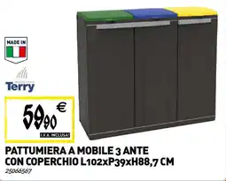 Tecnomat Terry Pattumiera a mobile 3 ante con coperchio offerta