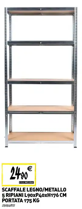 Tecnomat Scaffale legno/metallo 5 ripiani offerta