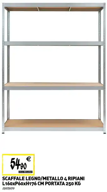 Tecnomat Scaffale legno/metallo 4 ripiani offerta