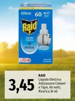 Famila Raid liquido elettrico antizanzare comuni e tigre, 60 notti, ricarica offerta