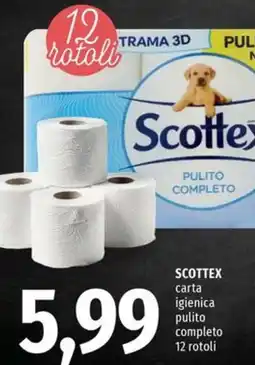 Famila Scottex carta igienica pulito completo 12 rotoli offerta