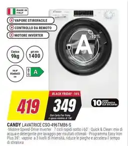 Trony CANDY LAVATRICE CSO-496TMB6-S offerta