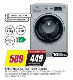 Trony WHIRLPOOL LAVATRICE FFB 116 SILVER IT offerta