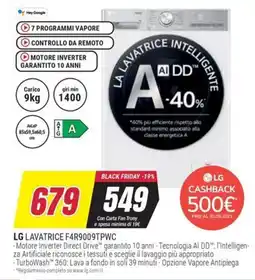 Trony LG LAVATRICE F4R9009TPWC offerta