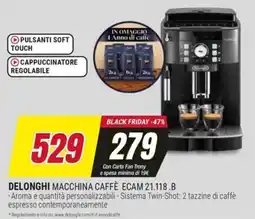 Trony DELONGHI MACCHINA CAFFÈ ECAM 21.118.B offerta
