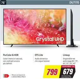 Trony SAMSUNG 75" Crystal UHD DU7170 offerta