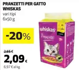 Coop Pranzetti per gatto whiskas vari tipi offerta
