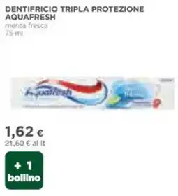 Coop Aquafresh dentifricio tripla protezione offerta