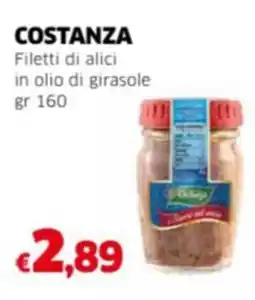 Mercati Alimentari COSTANZA Filetti di alici in olio di girasole offerta