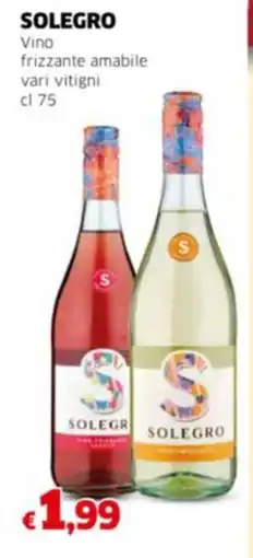 Mercati Alimentari SOLEGRO Vino frizzante amabile vari vitigni offerta