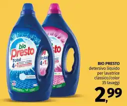 Pam BIO PRESTO detersivo liquido per lavatrice classico/color offerta