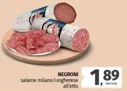 Pam NEGRONI salame milano/ungherese offerta