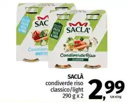 Pam SACLÀ condiverde riso classico/light offerta