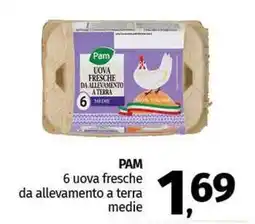 Pam PAM 6 uova fresche da allevamento a terra medie offerta