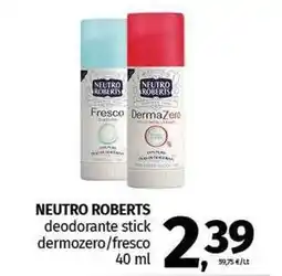 Pam NEUTRO ROBERTS deodorante stick dermozero/fresco offerta