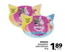 Pam WHISKAS temptations pollo/salmone offerta