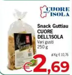 Despar dell'isola snack guttiau cuore vari gusti offerta