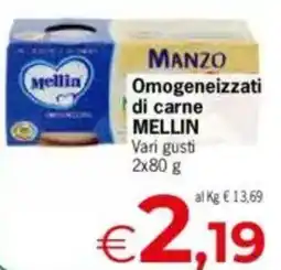 Despar Mellin manzo omogeneizzati di carne vari gusti offerta