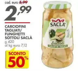Italmark Carciofini tagliati/ funghetti sottoli SACLÀ offerta