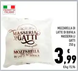Conad MOZZARELLA DI LATTE DI BUFALA MASSERIA LI GATTI offerta