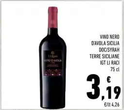 Conad VINO NERO D'AVOLA SICILIA DOC/SYRAH TERRE SICILIANE IGT LI RACI offerta