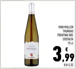 Conad VINO MULLER THURGAU TRENTINO DOC COSTALTA offerta