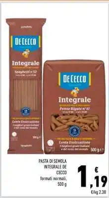 Conad PASTA DI SEMOLA INTEGRALE DE CECCO offerta