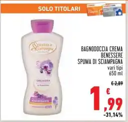 Conad BAGNODOCCIA CREMA BENESSERE SPUMA DI SCIAMPAGNA offerta